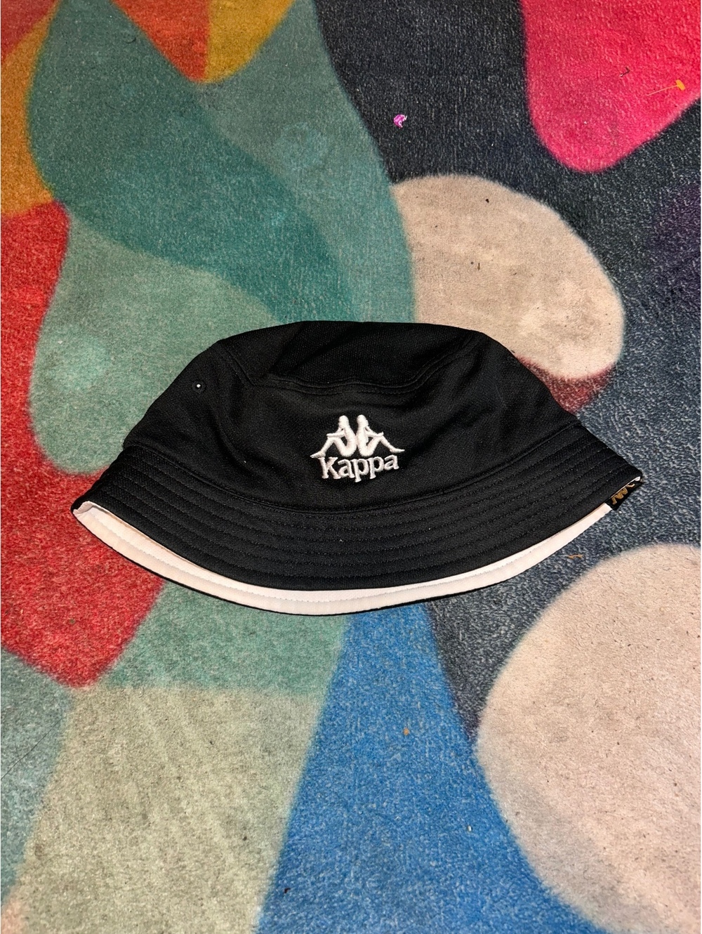 Kappa Black Bucket Hat with White Trim